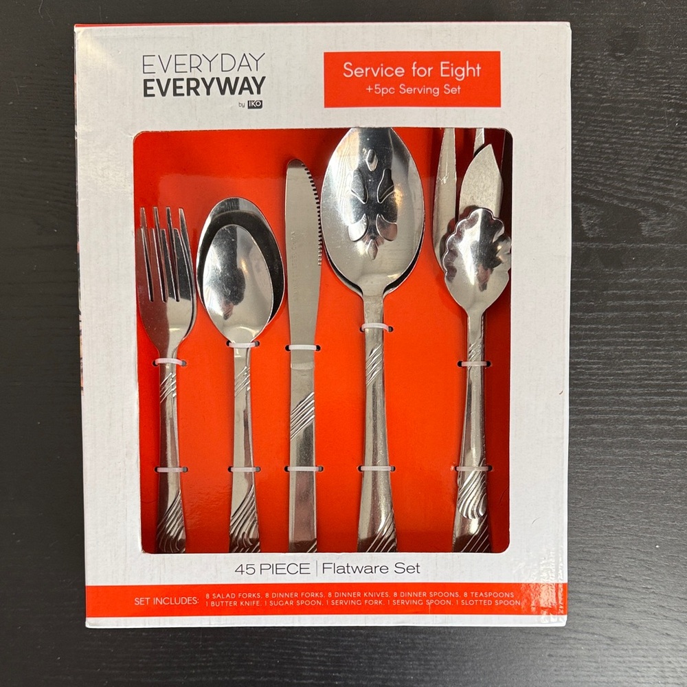 Silver Flatware Set - 45 Piece
